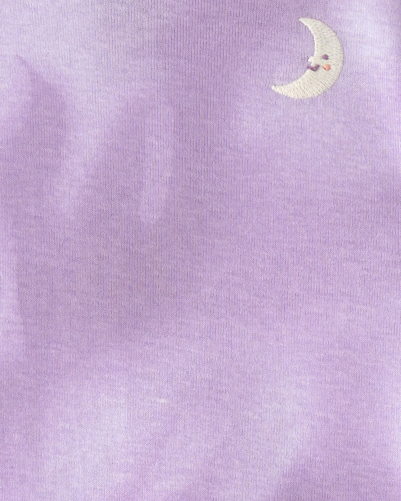 Toddler Girl Space Constellation Tie-Dye 100% Cotton Snug Fit 4-Piece Pajama Set - Purple