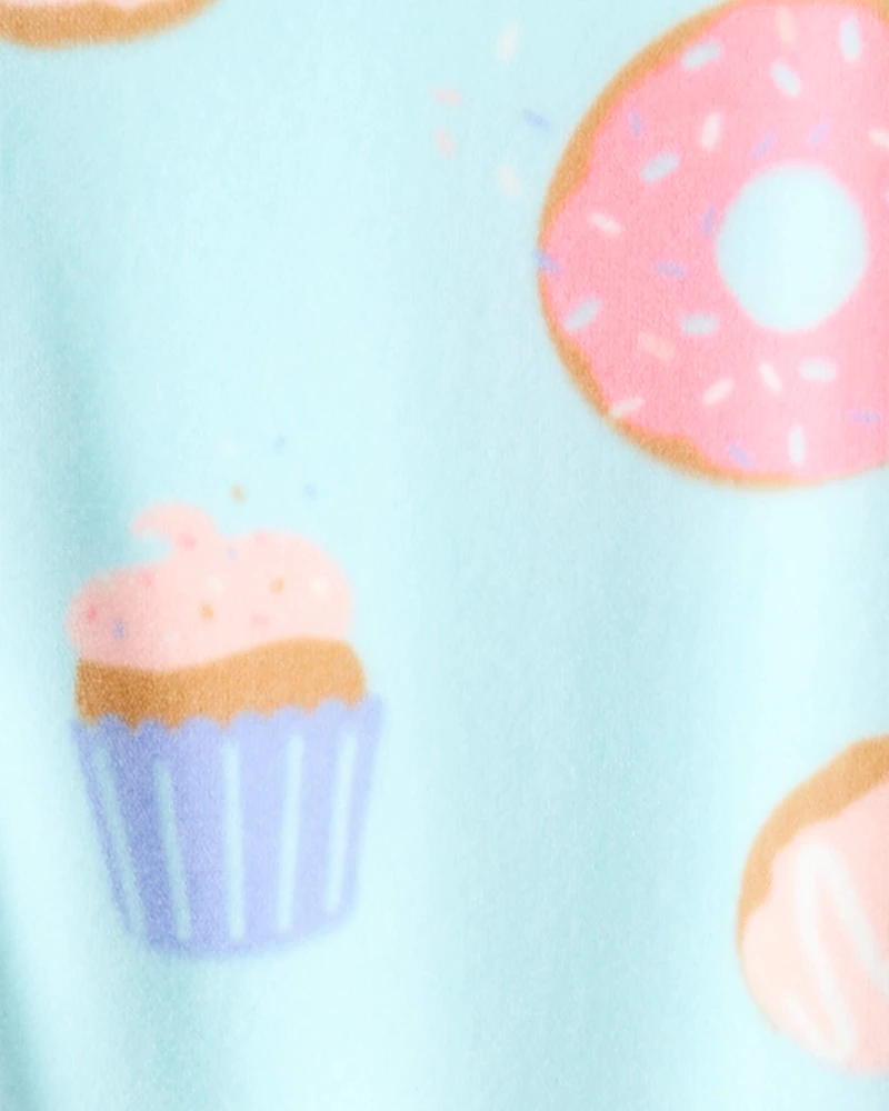 Toddler Girl Donuts DreamPlush Long-Sleeve Snug Fit 1-Piece Pyjamas - Blue