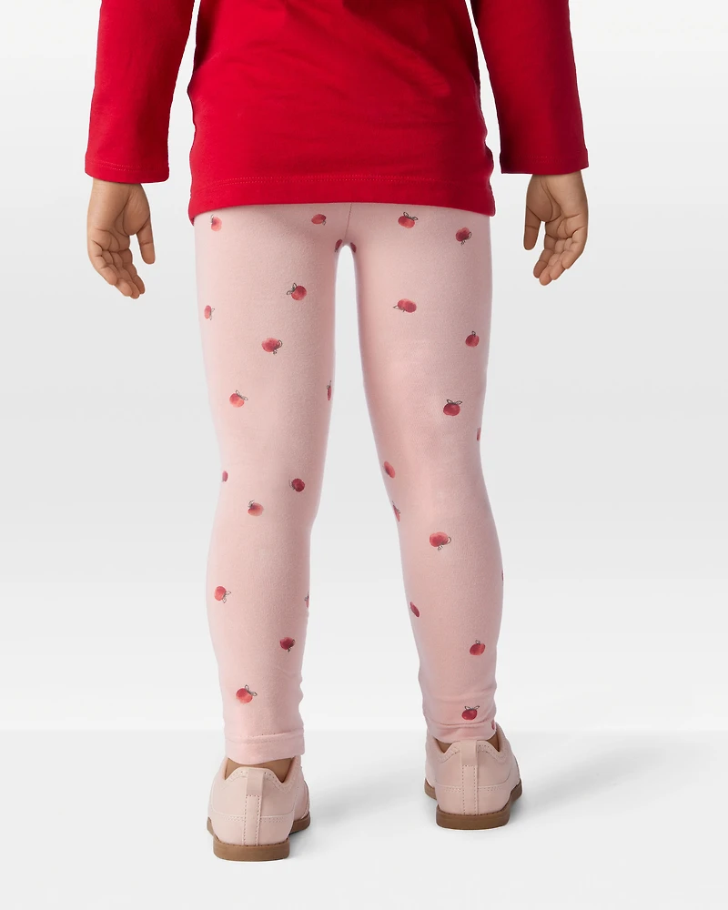 Toddler Girl Apple Print Leggings