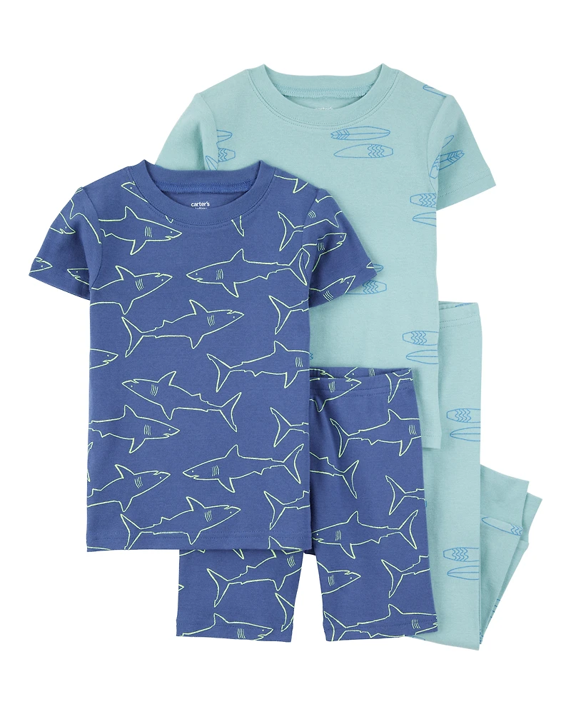 Toddler 4-Piece Shark Surfboard 100% Snug Fit Cotton Pyjamas