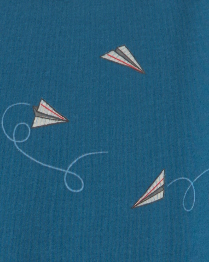 Boys Paper Airplane 100% Cotton 2-Piece Pyjama Set - Navy Blue