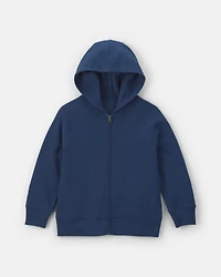 Boys Fleece Zip-Up Hoodie - Navy Blue