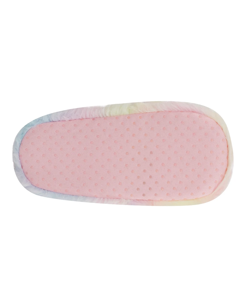 Rainbow Heart Faux Fur Loafer Slippers
