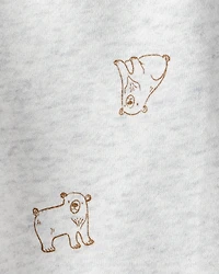 Baby Boy DayDream Fleece Bear Print Long-Sleeve Tee & Pant Set - Brown