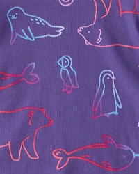 Toddler Girl Polar Bear & Penguin 100% Cotton Snug Fit 4-Piece Pyjamass - Purple