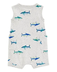 Baby Boy Fish Cotton Blend Romper - Grey