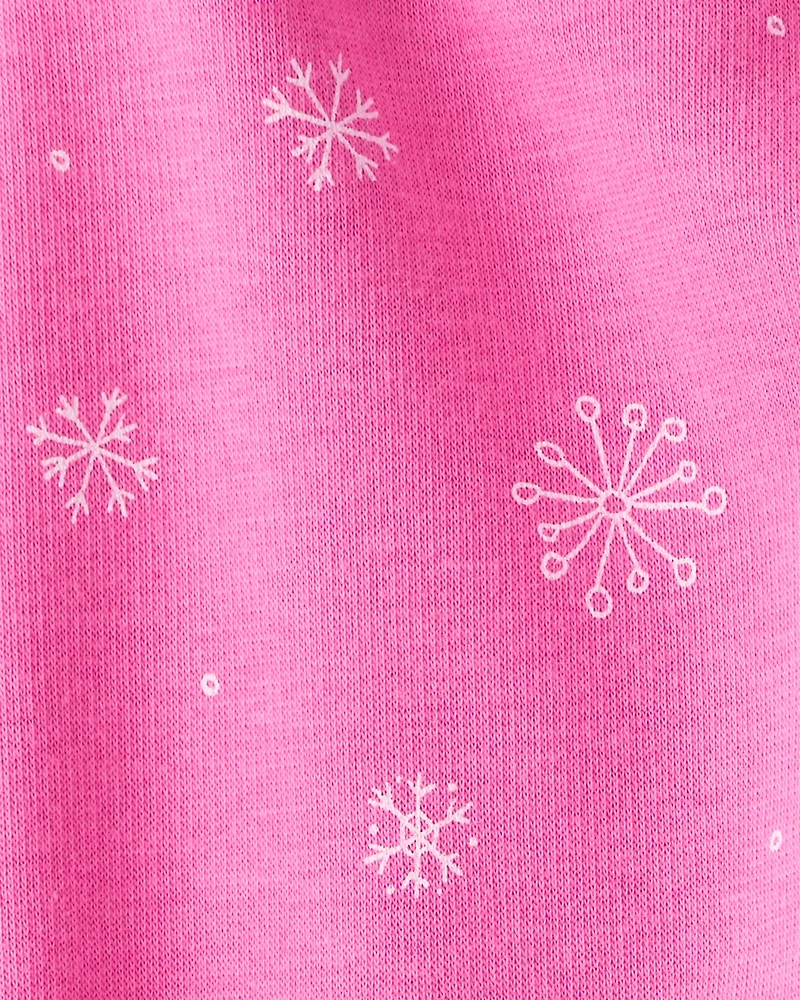 Baby Girl Snowflake Pull-On Stretch Cozy Leggings - Pink