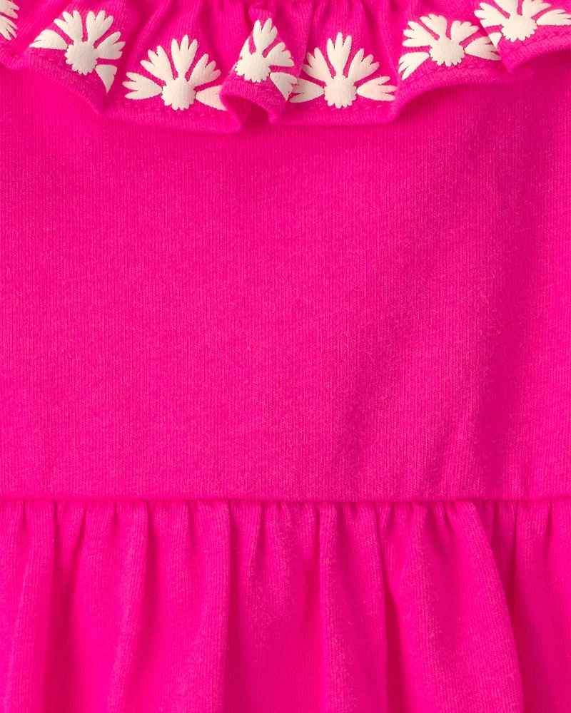 Baby Girl Sleeveless Bodysuit Dress - Fuchsia