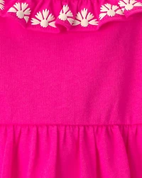 Baby Girl Sleeveless Bodysuit Dress - Fuchsia