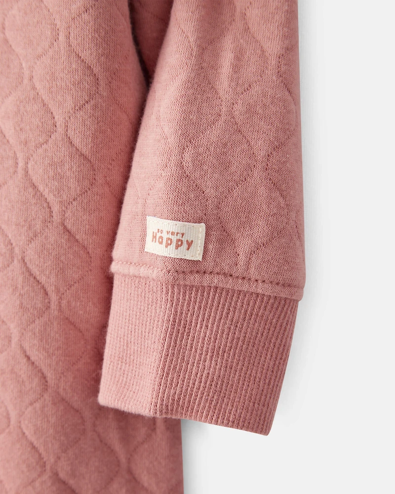 Baby Girl Quilted Long-Sleeve Jumpsuit - Pink