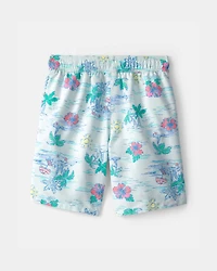 Boys Floral  Swim Trunks - Blue
