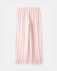 Girls Striped Loose Fit 2-Piece Pyjama Set - Pink/Ivory