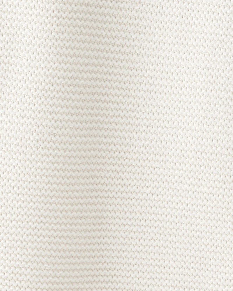 Baby Organic Cotton Textured Knit Blanket in Cream