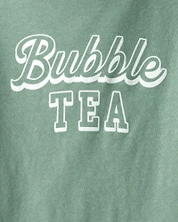 Girls Bubble Tea Long-Sleeve Graphic Tee - Green