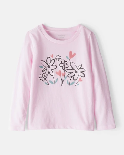 Toddler Girl Flower Bloom Long-Sleeve Graphic Tee - Pink