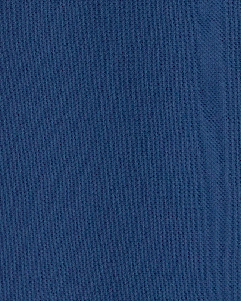 Baby Boy Pique Polo Short-Sleeve Romper - Navy Blue