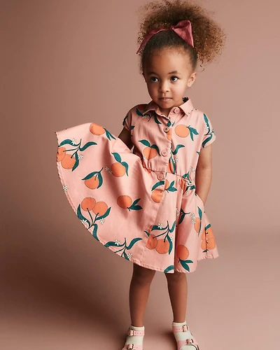 Toddler Girl Avenue Twirl™ Dress Clementine Grove Print - Peach