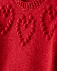 Toddler Girl Heart Long-Sleeve Sweater - Red