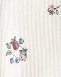 Baby Girl Organic Cotton Ribbed Knit Pants Berry Blossom Print