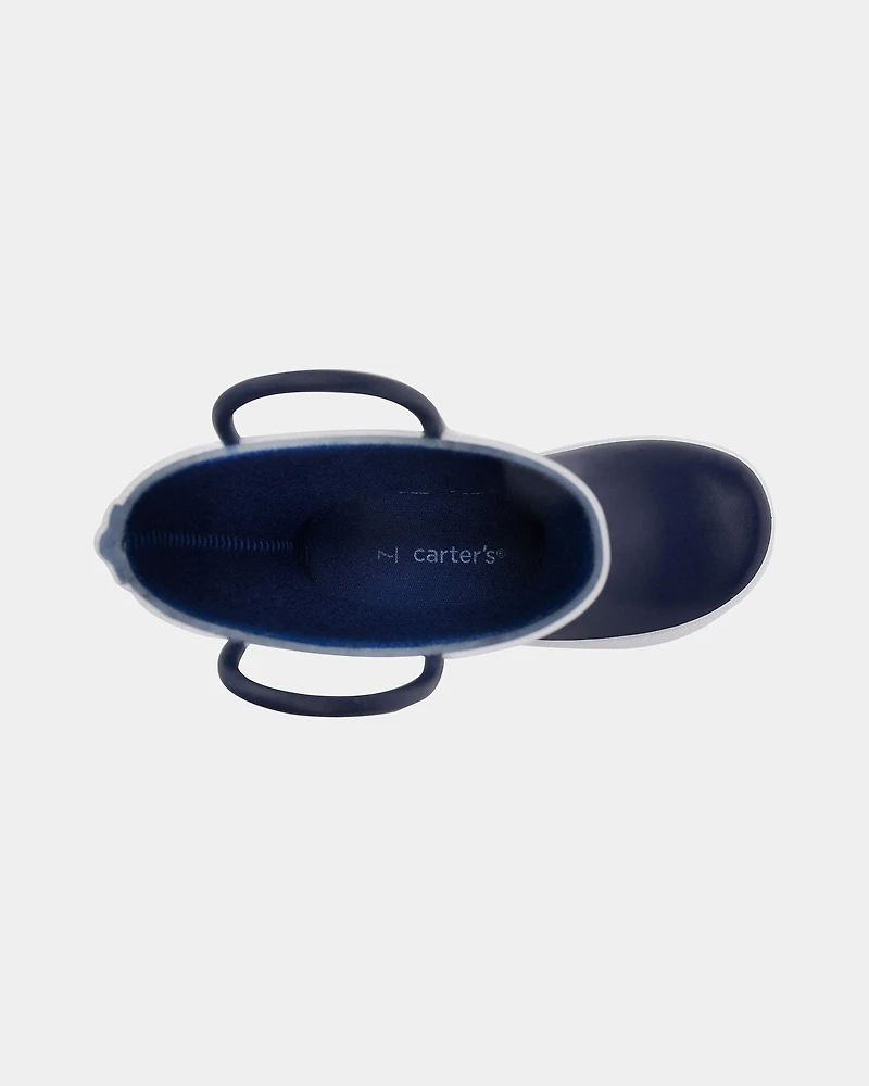 Toddler Boy Striped Rain Boots - Navy/White