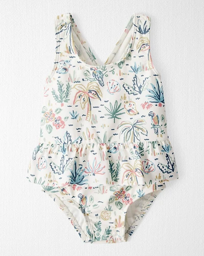 Baby Girl Recycled Swimsuit Tropical Paradise Print