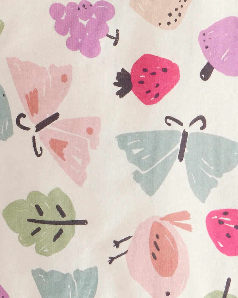 Toddler Girl Butterfly Long-Sleeve Cotton Tee & Pant Set - Ivory