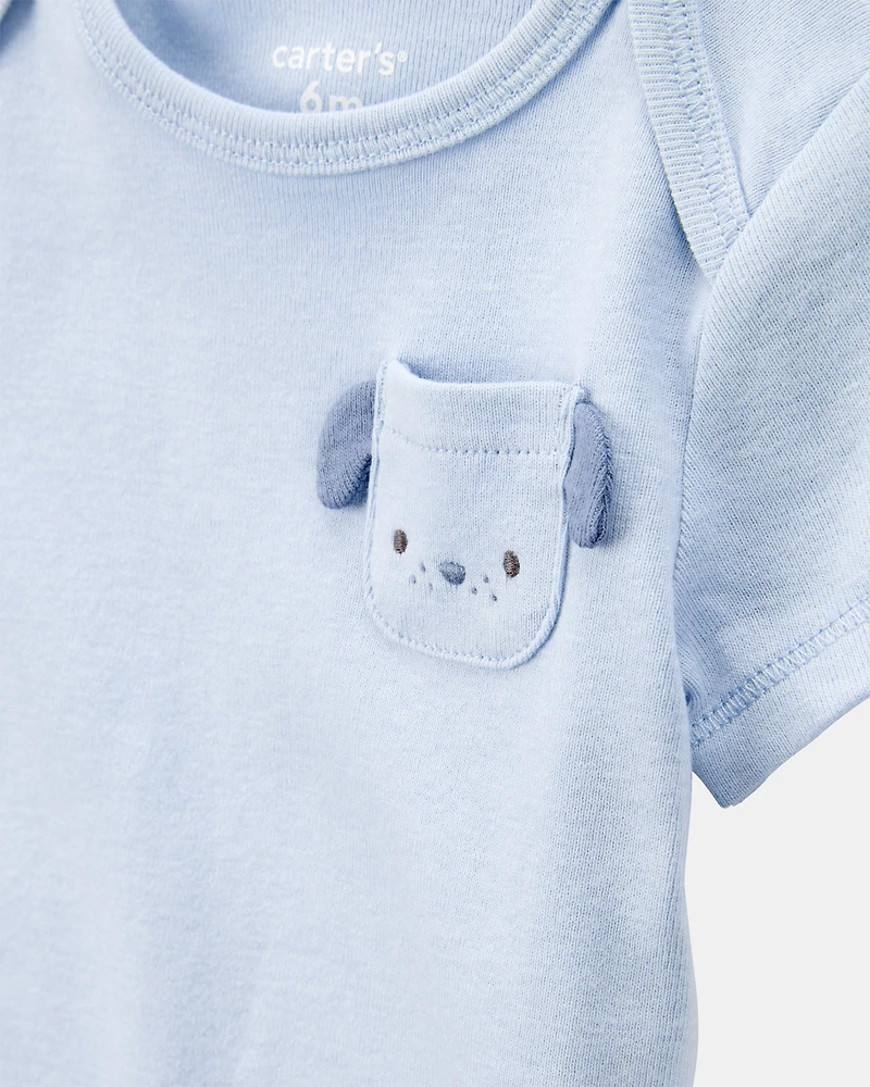 Baby Boy 5-Pack Dog Short-Sleeve Cotton Bodysuits
