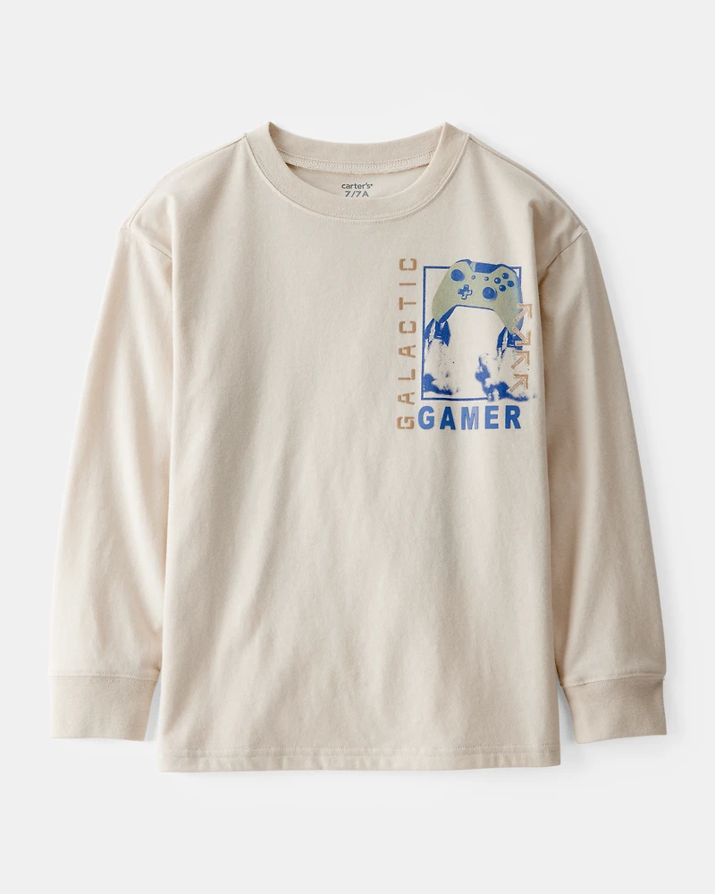 Boys Galactic Gamer Long-Sleeve Tee - Cream