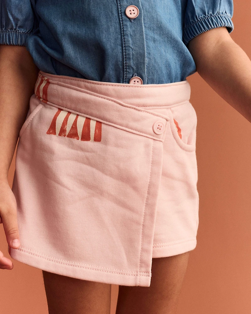 Toddler Girl Asymmetrical Skort Big Top Print - Light Pink