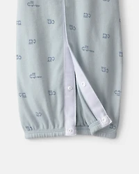 Baby Boy Train Long-Sleeve Sleeper Gown - Blue