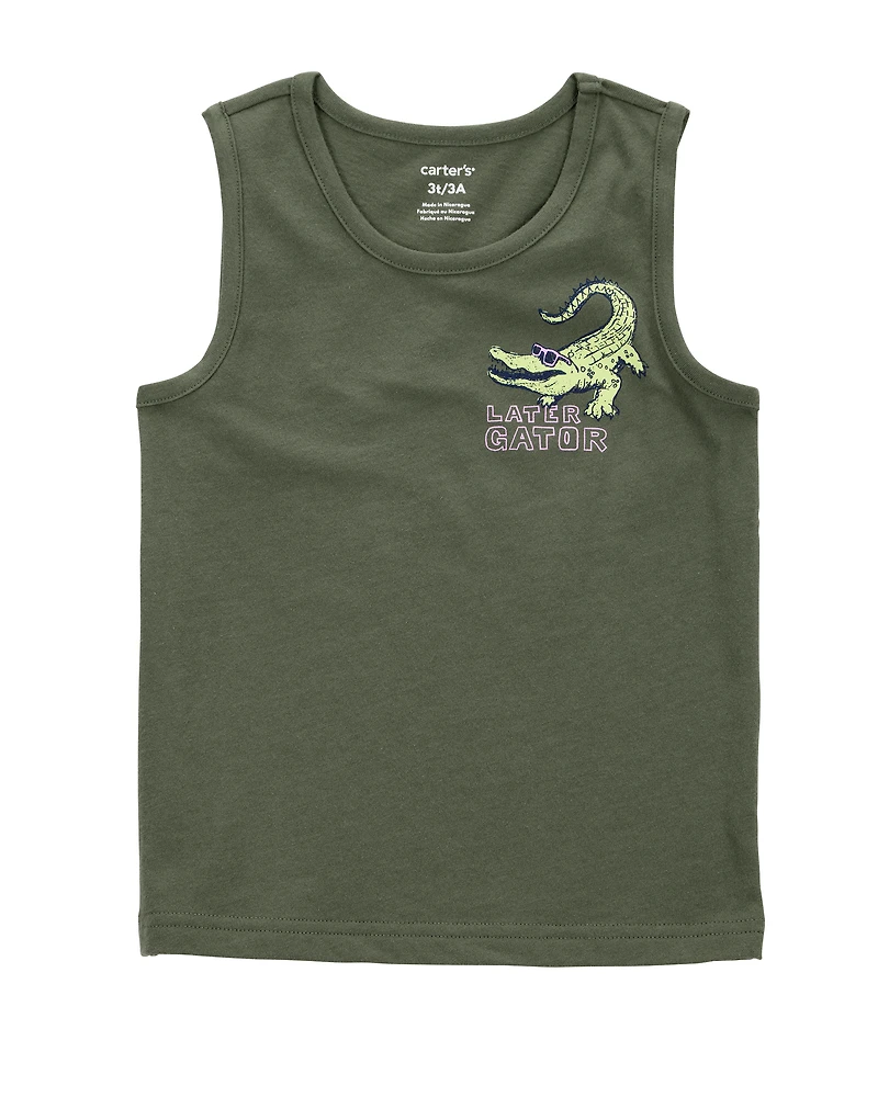 Toddler Alligator Graphic Tank - Green