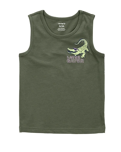 Toddler Alligator Graphic Tank - Green