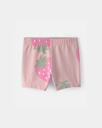 Baby Girl Strawberry Bike Shorts - Pink