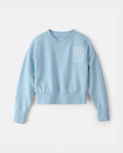 Girls 'Whatever Forever' French Terry Pullover Sweatshirt - Blue