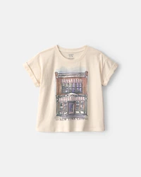 Girls 'New York City' Graphic Tee - Cream