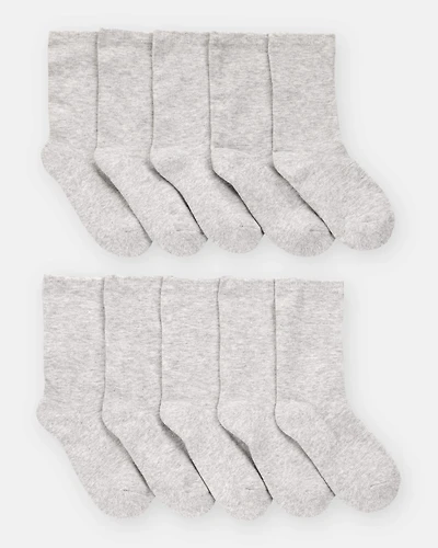 Boys 10-Pack Crew Socks - Grey