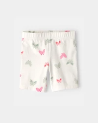 Toddler Girl Butterfly Bike Shorts - Ivory