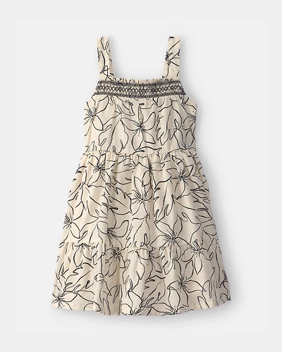 Toddler Girl Floral Sleeveless Dress - Cream/Black