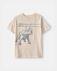 Boys Triceratops Dinosaur Graphic Tee – Cream
