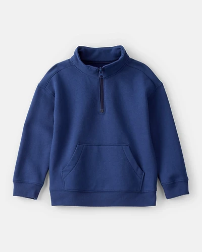 Toddler Boy Solid Fleece Quarter Zip Sweatshirt - Navy