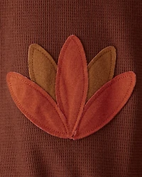 Baby Thanksgiving Turkey Long-Sleeve Hooded Jumpsuit - Brown