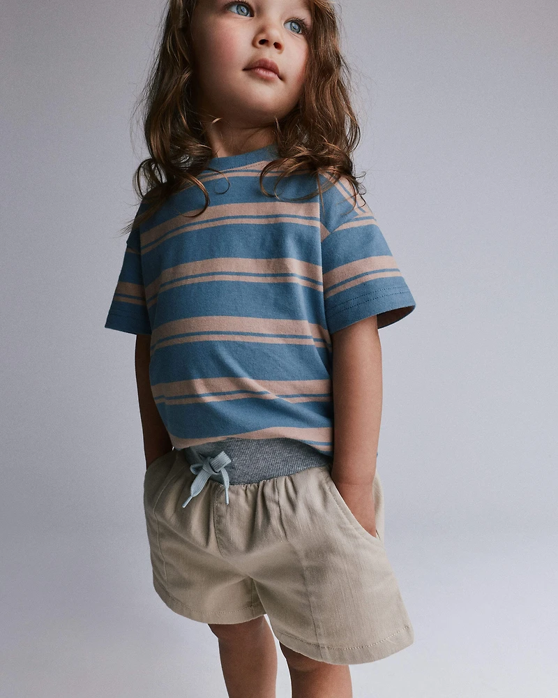Toddler Boy Long-Line Short - Tan
