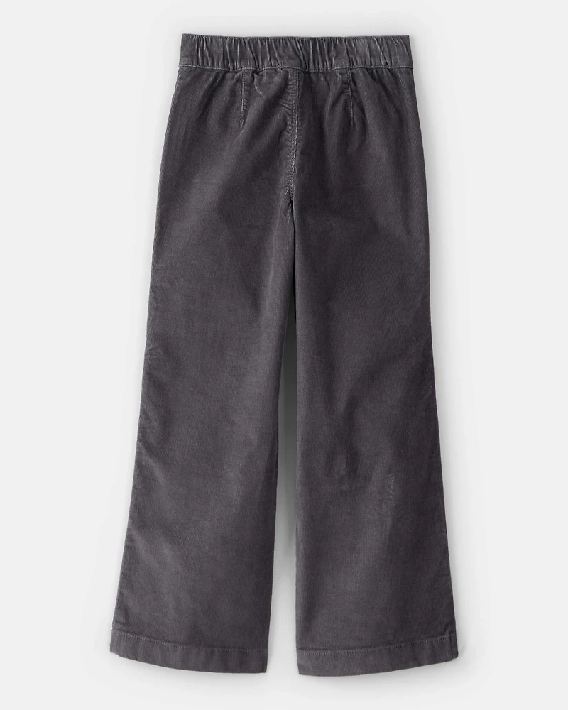 Girls Corduroy Wide-Leg Pants - Grey