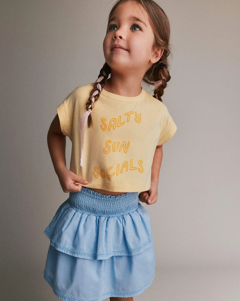 Toddler Girl 'Salty Sun Socials' Boxy Tee - Yellow