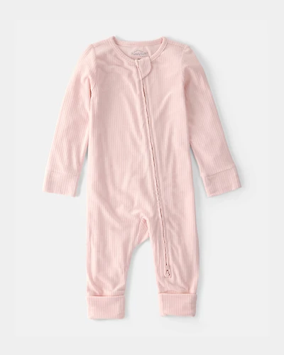 Baby Girl 2-Way Zip PurelySoft Sleeper - Light Pink