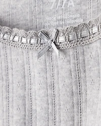 Girls Pointelle Long-Sleeve Top - Grey