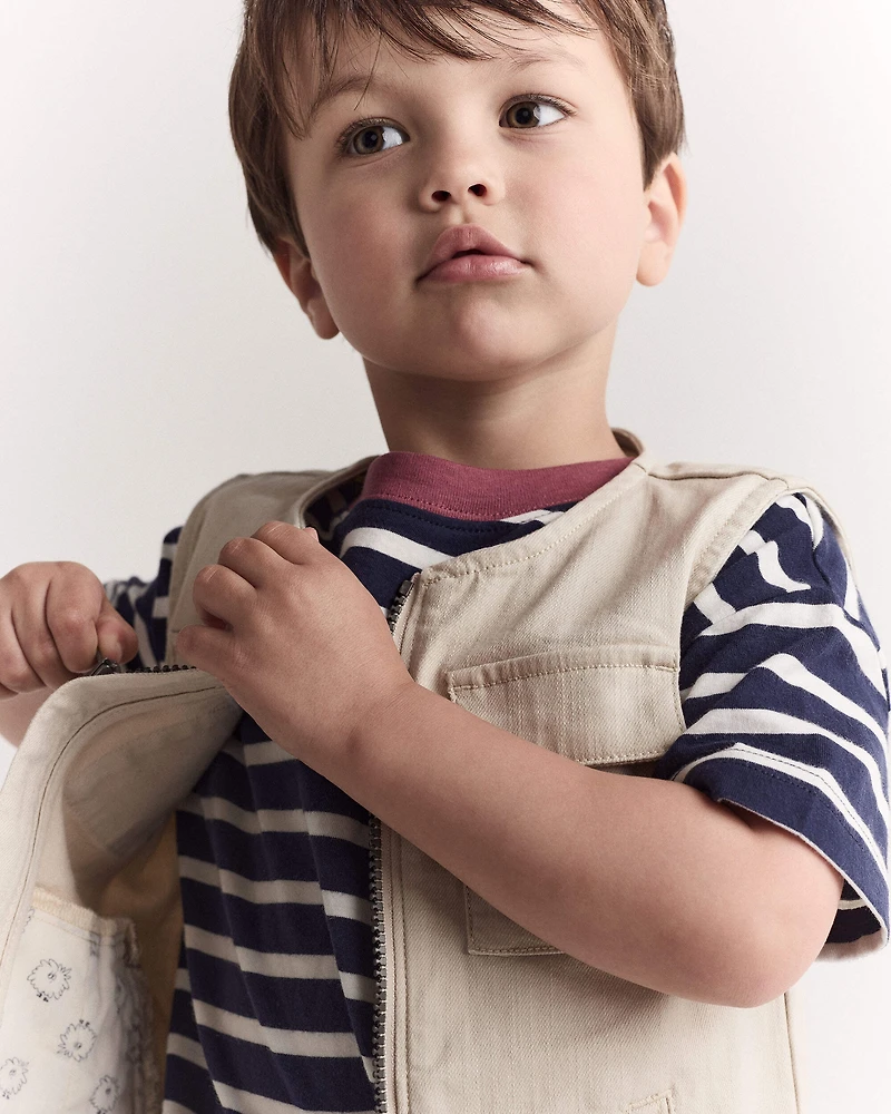 Toddler Zip-Up Vest - Khaki