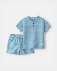 Baby Boy 2-Piece Shark Top & Short Set - Blue
