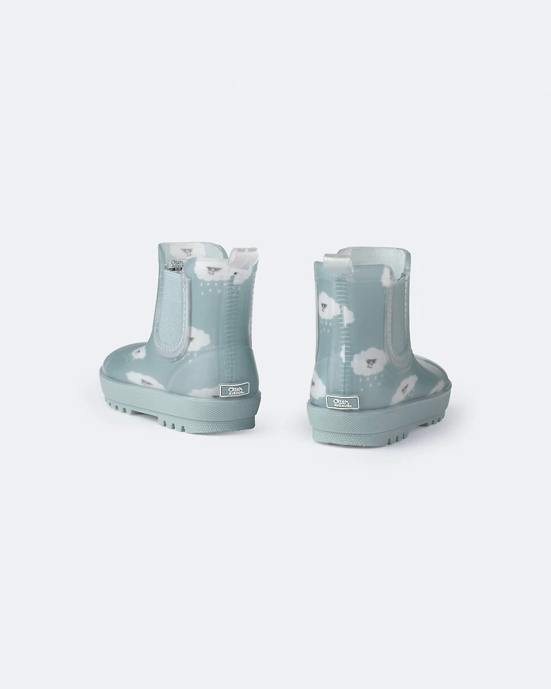 Toddler Rainboots Rain Cloud Print - Pale Blue