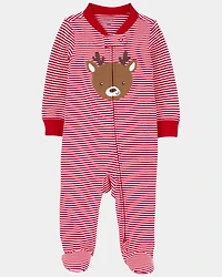 Baby Reindeer Striped 2-Way  Sleeper - Red